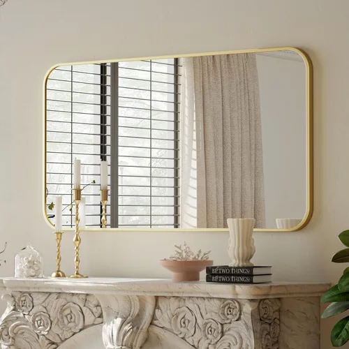 Vista 10 de BEAUTYPEAK Espejo de baño rectangular montado en la pared de 16" x 24", negro