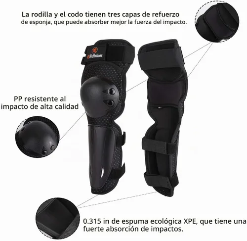 Vista 3 de RIDBIKER Espinilleras de motocross para niños y jóvenes, protector antideslizante 2 en 1, coderas, ajustable, equipo de motocross, juego de armadura