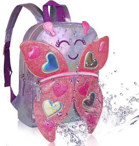 Vista 2 de Mochila para niños pequeños mochila mágica impermeable con bonitos animales para niños y niñas de 1 a 6 años Púrpura claro S-Butterfly Mochilas