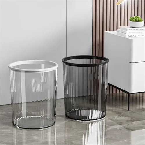 Vista 5 de Transparent Large Capacity Garbage Can for Home, Office, Dormitory - Ideal for Kitchen, Bathroom, Living Room - Stylish Gris Design for Modern Spaces