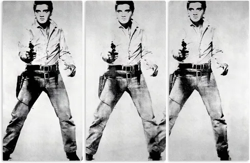 Vista 6 de Elvis Presley Andy Warhol - Lienzo decorativo para pared, hecho a mano, varios tamaños (3 piezas, mediano)