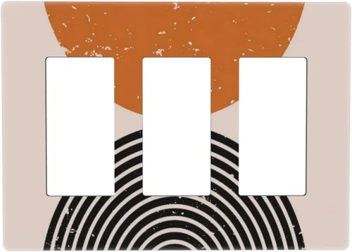 Vista 202 de Taupe Beige Marrón Gris Abstracto Arte 1-Banda Interruptor de Luz Doble de Recepción Placa de Pared Toma Cubiertas Eléctricas Decorativas Modernas