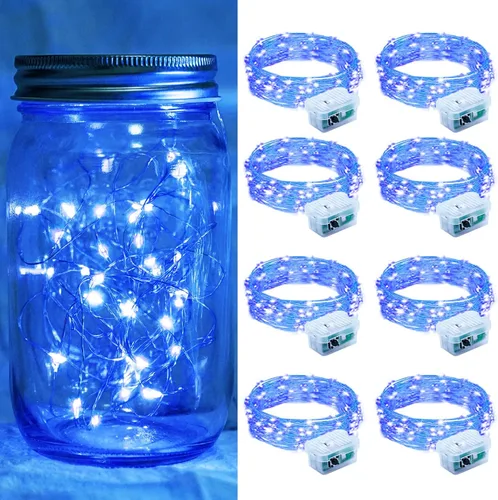 Vista 18 de Paquete de 6 luces de hadas a pilas con temporizador remoto, 8 modos de iluminación, 7 pies, 20 luces LED impermeables para Halloween, Navidad