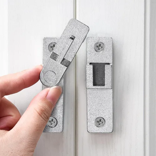Vista 8 de INIRET Cerradura de puerta de granero abatible de 180 grados, cerraduras doradas resistentes para puerta, cerradura de cerrojo de seguridad