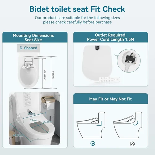 Vista 2 de YOURLITE Asiento de inodoro electrónico inteligente con secado al aire caliente, bidé de asiento con calefacción con boquilla de autolimpieza