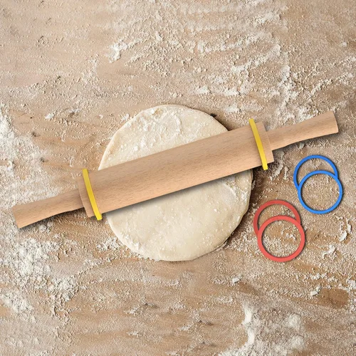Vista 9 de Rodillo de madera, rodillo de masa de 17 pulgadas para hornear con 4 Beige