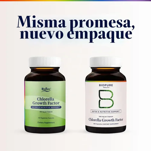 Vista 2 de Biopure Health Chlorella Growth Factor Vitalidad celular 100 porciones
