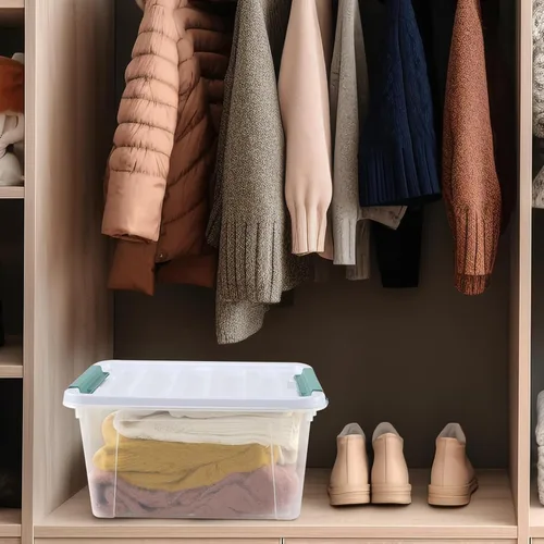 Vista 7 de Bolsas de almacenamiento de plástico transparente de 20 cuartos de galón con tapas, cajas de plástico con tapas, 4 paquetes