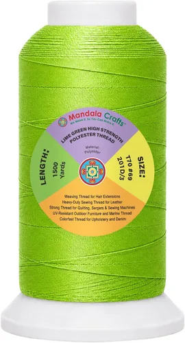 Vista 63 de Mandala Crafts Airforce Blue Tex 70 - Hilo de poliéster para tapicería 1500 Yds T70 UV Resistant Strong Thread for Leather Sewing, Marine