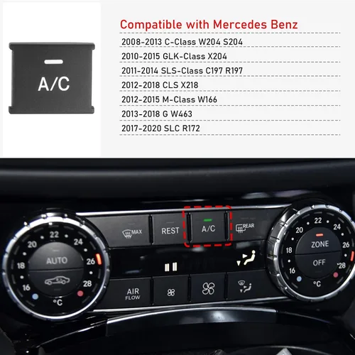 Vista 3 de Jaronx Compatible con reemplazo de botón de CA Mercedes Benz, reparación de botones de aire acondicionado de control climático para Clase C W204