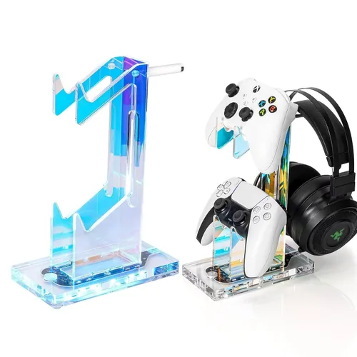 Vista 15 de OAPRIRE Headset and Controller Stand, Space-Saving 2 Tier Game Controller Holder, Acrylic Controller and Headset Stand for Desktop, Universal Design