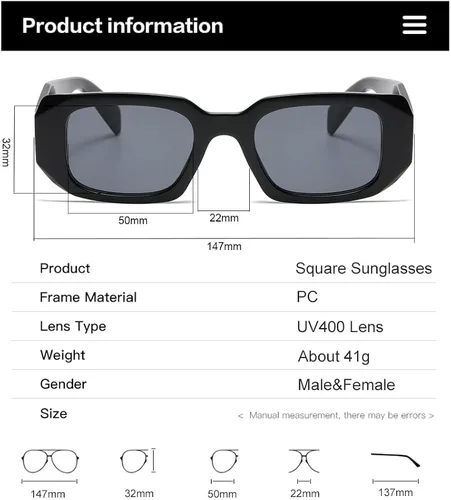 Vista 4 de Verfimaci Gafas de sol rectangulares de moda para mujeres y hombres gafas de sol cuadradas