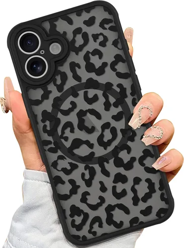 Vista 28 de AIGOMARA - Carcasa magnética para iPhone 11, diseño de leopardo negro