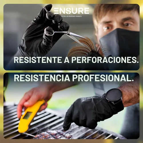 Vista 7 de Guantes de Nitrilo Negros Ensure Baja Dermatitis 7 Mil, Resistente, Resistentes a Perforaciones y Químicos, Desechables, Sin Látex, para Automotriz