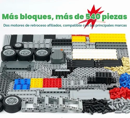 Vista 3 de 544 PIEZAS Conjuntos de Piezas Técnicas, Kit de Motor de Arrastre, Vigas, Brazo de Elevación, Marco de Repuesto Extra, Neumáticos de Coche, Ruedas