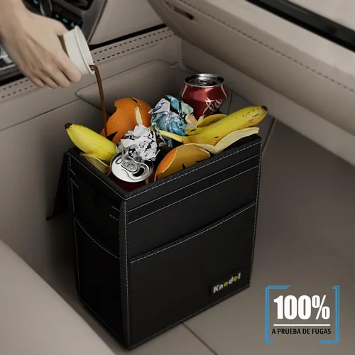 Vista 6 de K KNODEL Basurero para automóvil con tapa, basura para automóvil Negro