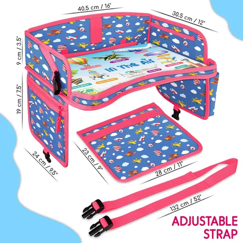 Vista 7 de ECOFANTASY Bandeja de viaje para asiento de automóvil para niños, mesa de Avión
