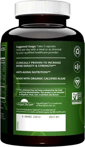 Vista 3 de MRM Nutrition Vegan Bone Maximizer Fuerza ósea + densidad Algas orgánicas certificadas con vitamina K2 + D3 Clínicamente probado Nutrición