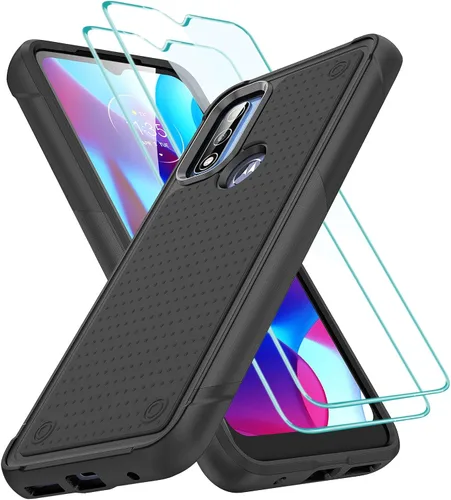 Vista 14 de Jeylly Funda para Motorola G Power 5G (2023) con 2PCS protectores de pantalla de vidrio, protección resistente de plástico duro+parachoques
