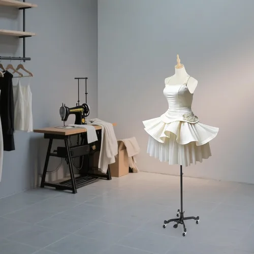 Vista 4 de Forma de vestido ajustable, maniquí de costura femenina, base de modelo de cuerpo rodante móvil, ruedas desmontables, soporte de exhibición de ropa