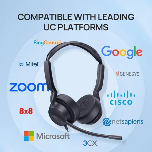 Vista 7 de Yealink UH42 SE Wired Headset with Mic, USB-A/C & 3.5MM Single Computer Headsets with Noise Cancelling Microphone for PC, Laptop, Phone, 7ft Cable