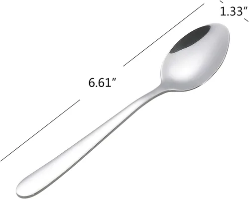 Vista 2 de Cuchara de postre de acero inoxidable de 12 piezas, juego de cucharas de cubiertos