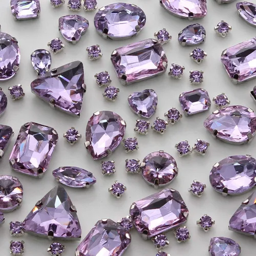 Vista 21 de TANOSII 100 diamantes de imitación para coser con formas mixtas, gemas de cristal para coser en gemas de cristal, parte trasera plana con garra Ab