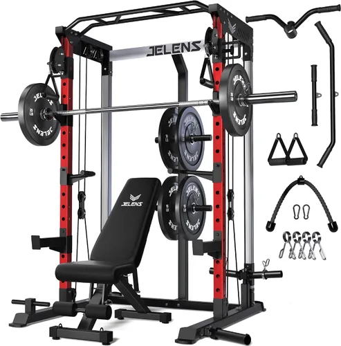 Vista 24 de C21 Power Cage 2000LBS Multi-Function Power Rack with Independent Dual Pulley System, All-in-One Squat Rack for Cable Crossover, Home Gym Workout