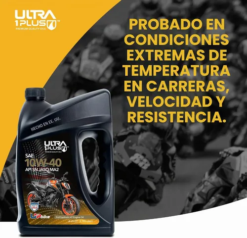 Vista 5 de ULTRA 1PLUS 4T 10W-40 Aceite para motocicleta sintético completo API SN JASO MA2 - Aceite de motor 10W-40, 3 cuartos