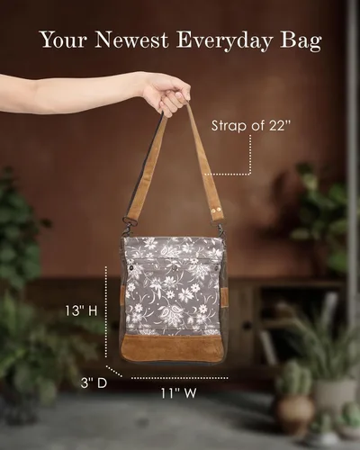 Vista 3 de Myra Bag Floral Purse - Canvas Bags for Women, Over The Shoulder Purse