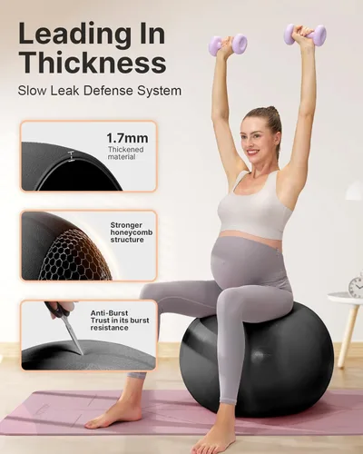 Vista 3 de YOTTOY Pelota de Embarazo - Pelota de Nacimiento de 1.8mm de Grosor para Fisioterapia Materna y Preparación del Parto, Yoga y Ejercicio