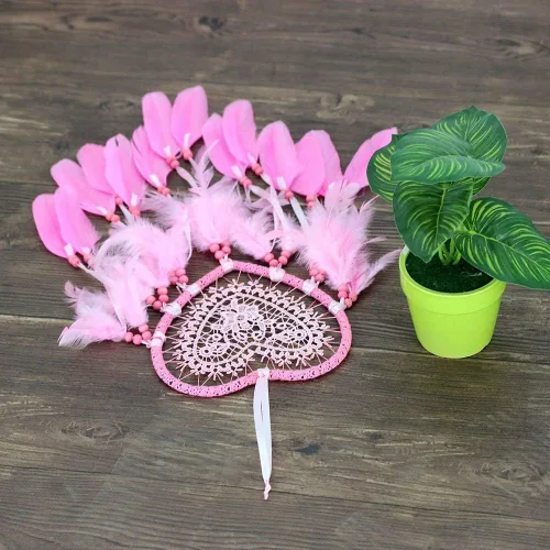 Vista 2 de Skreened - Luces de Navidad, luz LED hecha a mano, atrapasueños con plumas, amor, corazón, atrapasueños, luz nocturna, hogar, mesita de noche