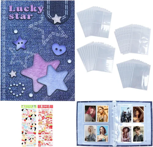Vista 9 de Carpeta para tarjetas fotográficas A5, fundas para tarjeta fotográfica, diseño de conejito de cereza, helado y cachorro, álbum de tarjetas