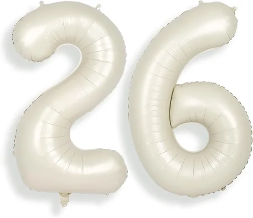 Vista 22 de SUWEN Globos de helio grandes de 102 cm (40 pulgadas) con letra S en color crema. Globos grandes de papel de aluminio con letra en helio, de A a Z.