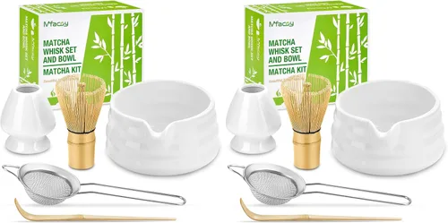 Vista 8 de Juego de batidor de matcha, juego de té japonés (5 piezas) incluye cuenco de matcha con boquilla (19 onzas), batidor de bambú y cuchara de matcha