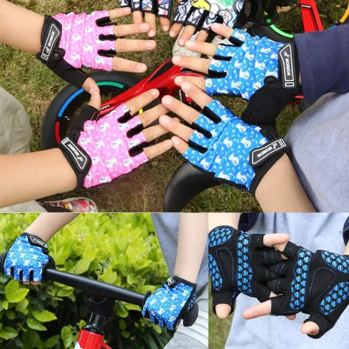 Vista 4 de MOREOK Guantes de ciclismo para niños y niñas - almohadilla de gel transpirable antideslizante de 0.118 pulgadas Guantes de ciclismo para niños