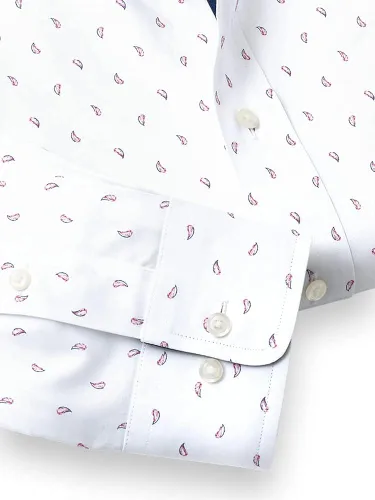 Vista 4 de Paul Fredrick Camisa de vestir con estampado de cachemira de algodón sin hierro para hombre