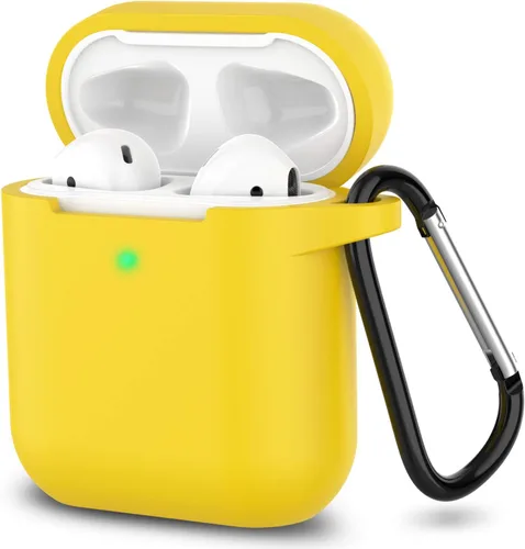 Vista 9 de Funda para AirPods de silicona, de protección completa, compatible con Apple AirPods 1 y 2, funda de carga inalámbrica y con cable