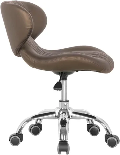 Vista 4 de MAYAKOBA HugoII Taburete corto (costura de diamante café), asiento rodante con altura ajustable de 13 a 15 pulgadas, perfecto para sala