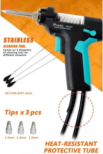 Vista 5 de SS-331H 220V LCD Pistola desoldadora eléctrica de alta potencia antiestática Bomba de desoldadura de succión fuerte GOLDEN BLUE