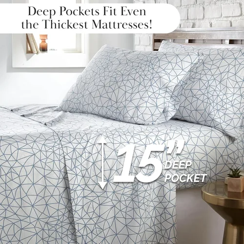 Vista 53 de Southshore Fine Living, Inc. Colección Winter Brush, juego de sábanas de 3 piezas para cama individual, sábana bajera con bolsillo profundo de 14
