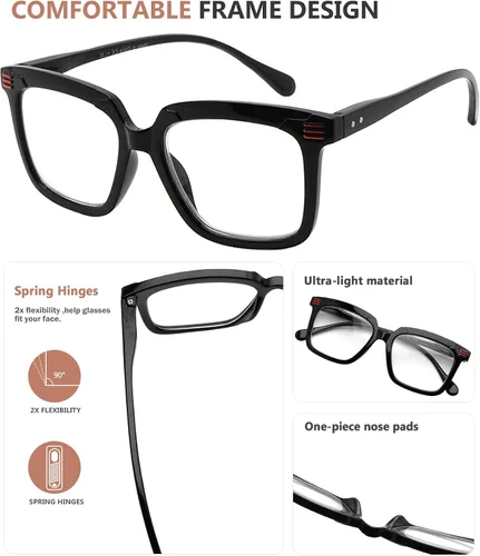 Vista 5 de Eyekepper Gafas de lectura cuadradas para mujer con marco grande