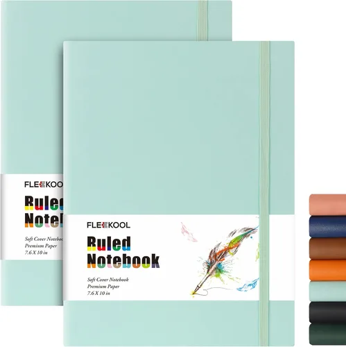Vista 14 de Diarios de negocios, paquete de 2 cuadernos B5 de rayas universitarias de tapa suave grande con papel rayado grueso de 100gsm, 376 páginas