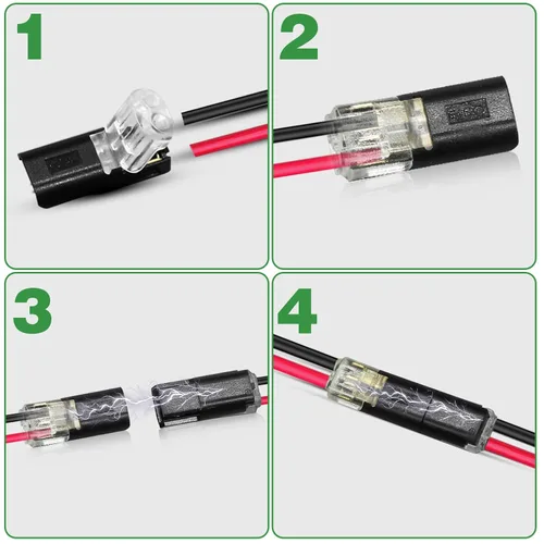 Vista 3 de 20 piezas conectores enchufables de doble cable, conectores de tira de luz LED, 2 pines, conectores de tira de luces LED, conector de cable de bajo