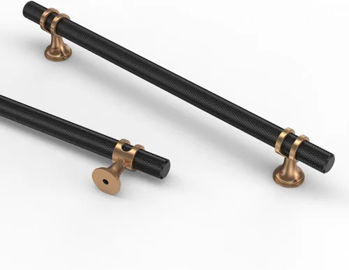 Vista 19 de Asidrama - Paquete de 10 manijas para gabinete de cocina de 3 pulgadas (76mm) de color negro mate y bronce champán, tiradores para gabinete