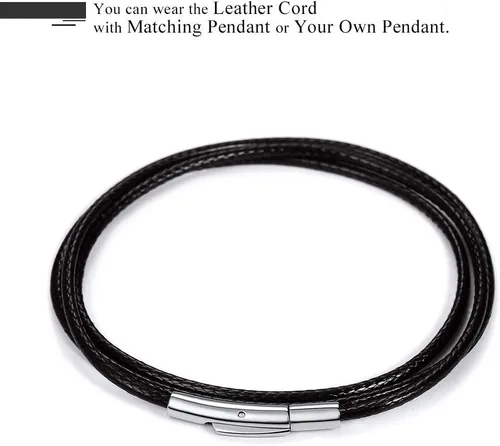 Vista 5 de Stainless Steel Pendant Necklace for Men Women, Cool Punk Shark Teeth Necklace, Cross Necklace, Star Of David Necklace, Black Leather Cord, Come