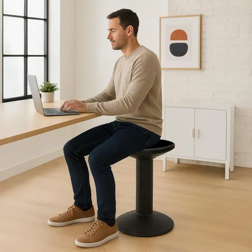 Vista 2 de Storex Taburete de inclinación activa: asiento ergonómico para espacio de oficina flexible y escritorios de pie, altura ajustable de 12 a 24 Negro