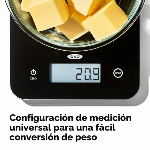 Vista 2 de OXO Good Grips - Báscula de vidrio para alimentos de todos los días, 5 kg/11 lb