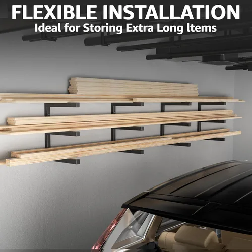 Vista 6 de YYR Organizador de madera y estante de almacenamiento de madera, estante de metal resistente con 6 niveles que soporta hasta 1200 libras, uso