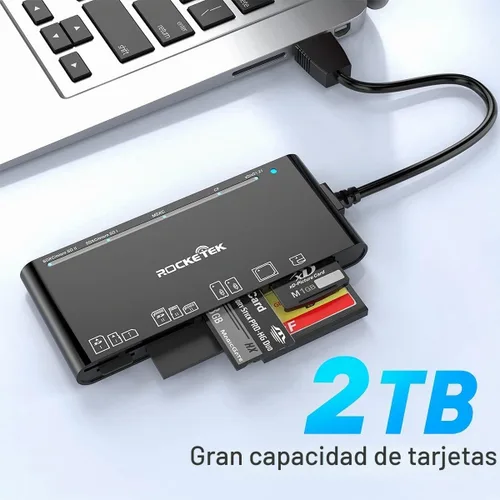 Vista 5 de Lector de Tarjetas SD USB 3.0, Lector Multi Tarjeta 7 en 1 para SD SDXC SDHC Micro SD CF MS MMC Tarjeta de Memoria de Cámara XD, Lector de Tarjetas